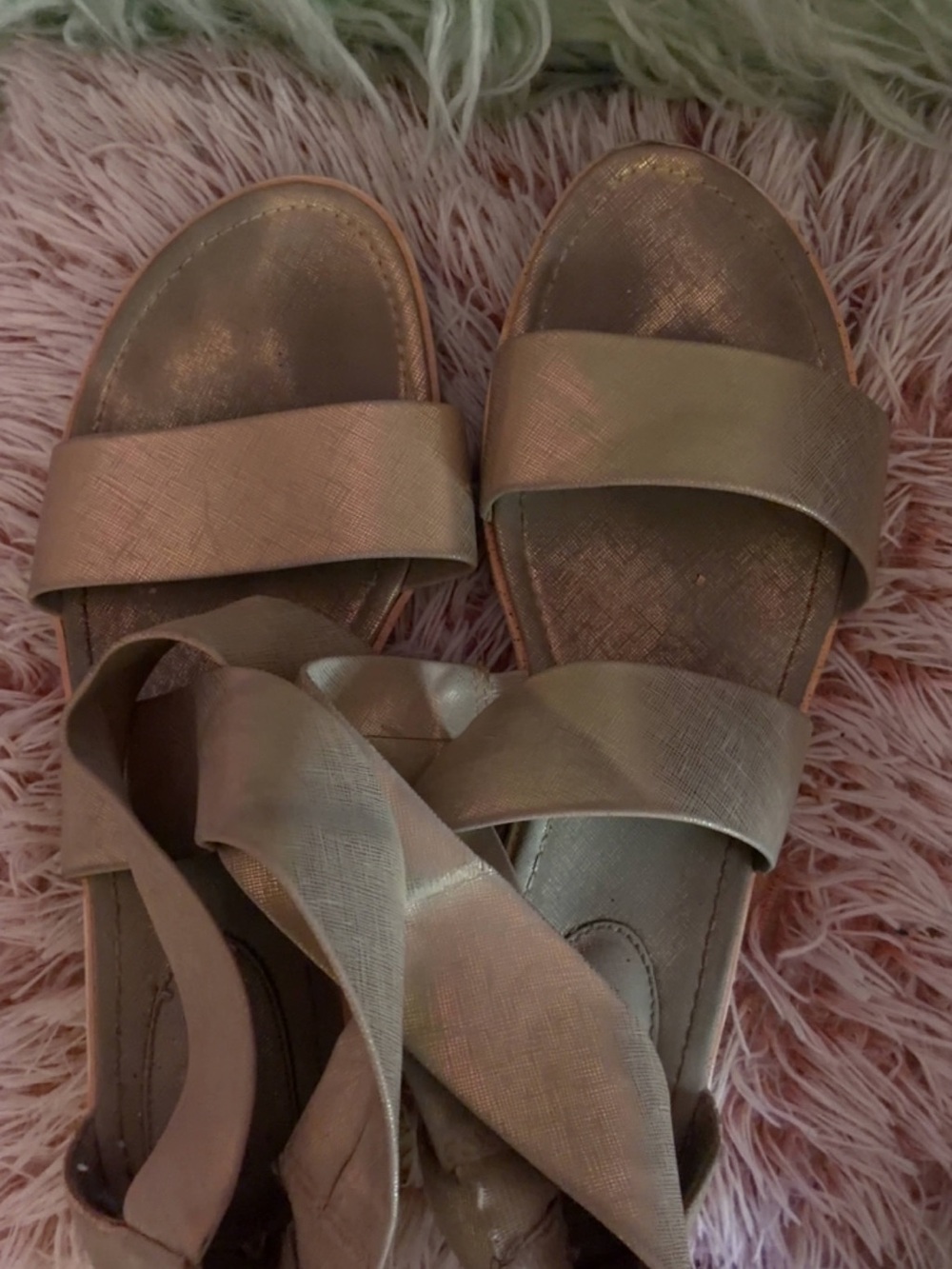 Women's Metallic Gold Strappy Sandals